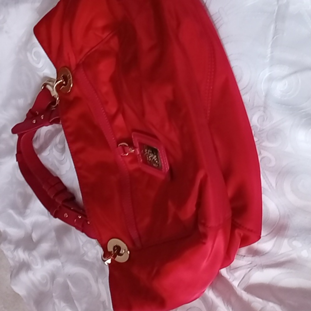 JPK Paris 75 nylon red handbag with goldtone hardware